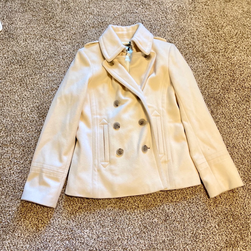 J. Crew cream pea coat SM